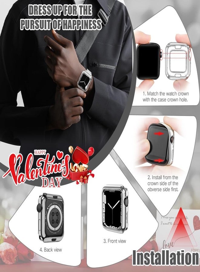 top4cus 44mm Case Soft Flexible Lightweight Anti-Scratch Overall Protective 44mm Iwatch Waterproof Cover Case Shiny Workout Shockproof Bumper Compatible with Apple Watch Series 6/SE/5/4 - Silver - Image 5